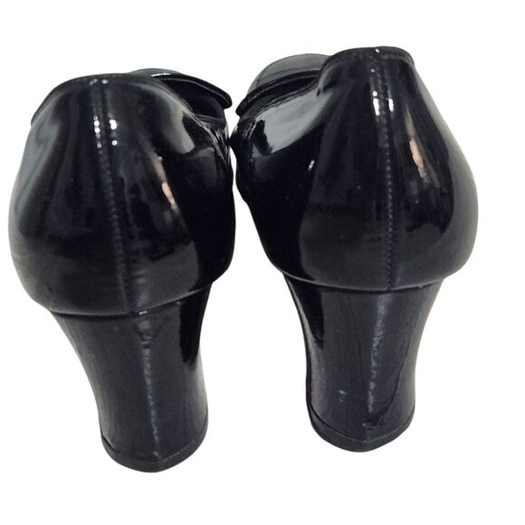 Vintage Florsheim Womens Heels Shoes Black Patent Leather Size 7 Square Toe - Picture 6 of 11